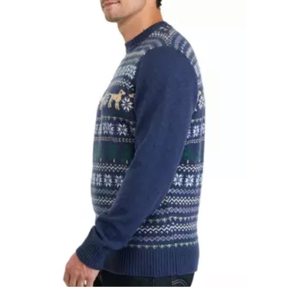 Crown & Ivy Men's Hound Christmas Tree Fairisle Crew Neck Sweater sz XL Holiday - Picture 5 of 12